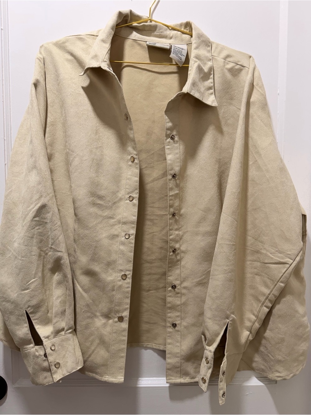 Faded Glory Woman Plus 22W 24W Faux Suede Button Down Pearl Snap Shirt Shacket